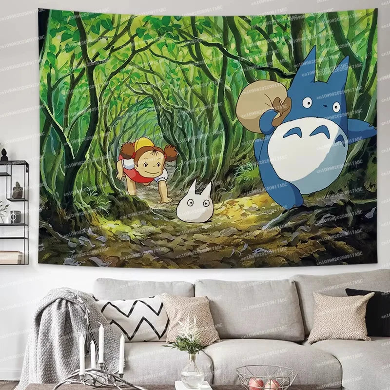 Détail de l'impression 3D de la tapisserie Totoro sur fond doux