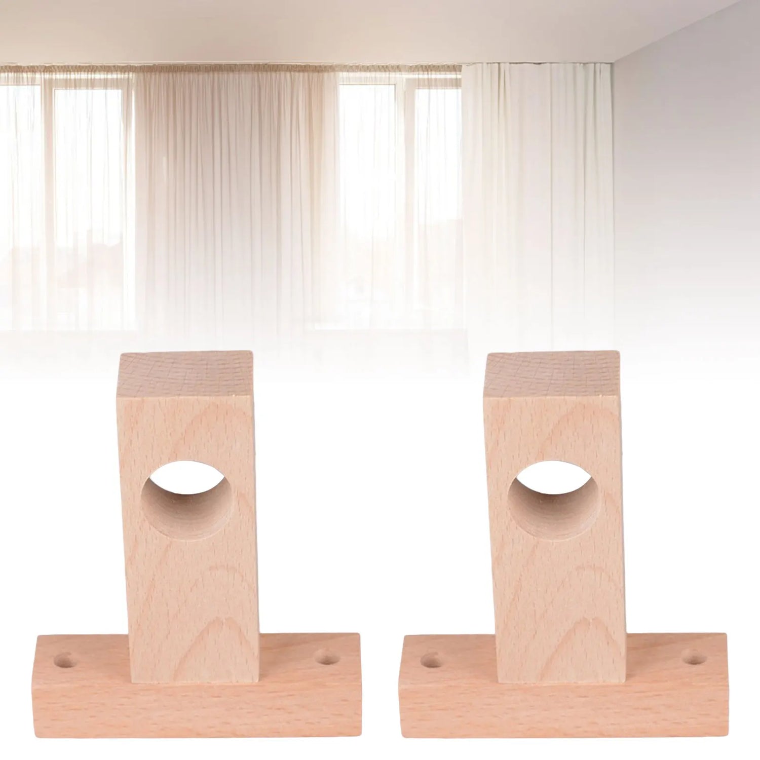 Embout tringle rideau bois vue de face