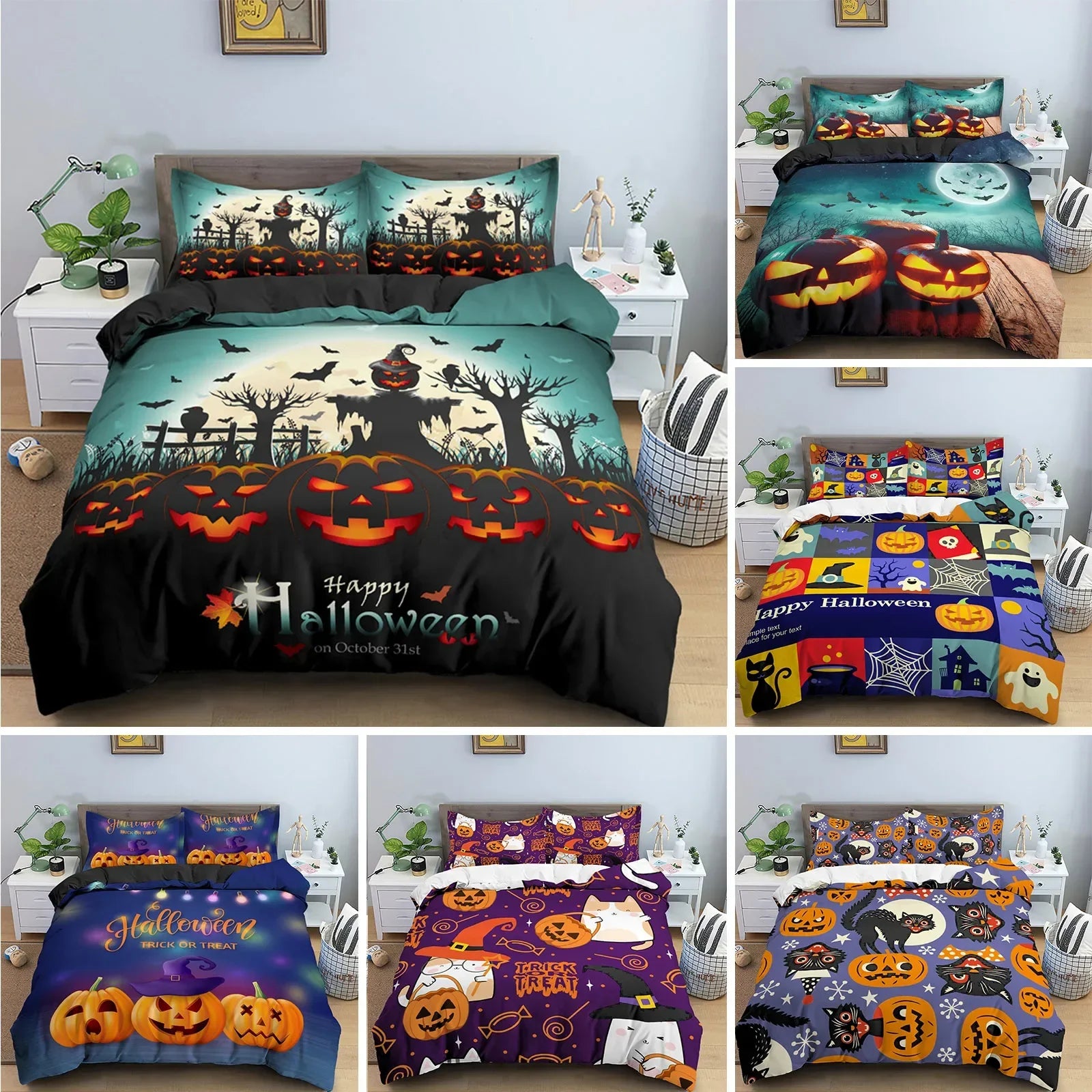 Housse de couette orange Halloween personnalisée Ombre Interieur