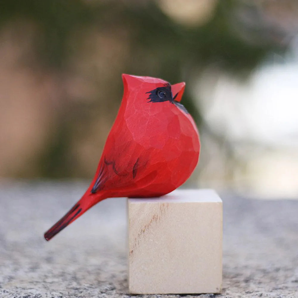 Oiseau cardinal rouge en bois massif décoration murale