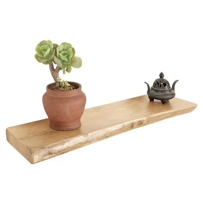 Étagère flottante rétro en bois massif pour décoration cuisine