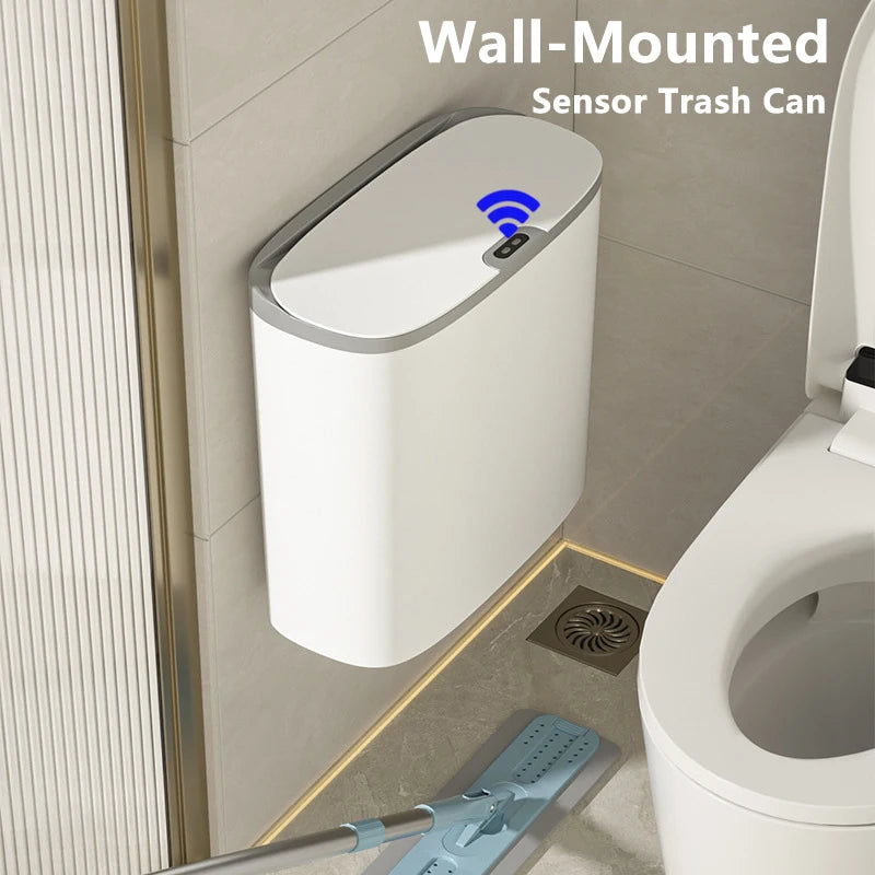 Poubelle murale intelligente 14L capteur automatique blanc