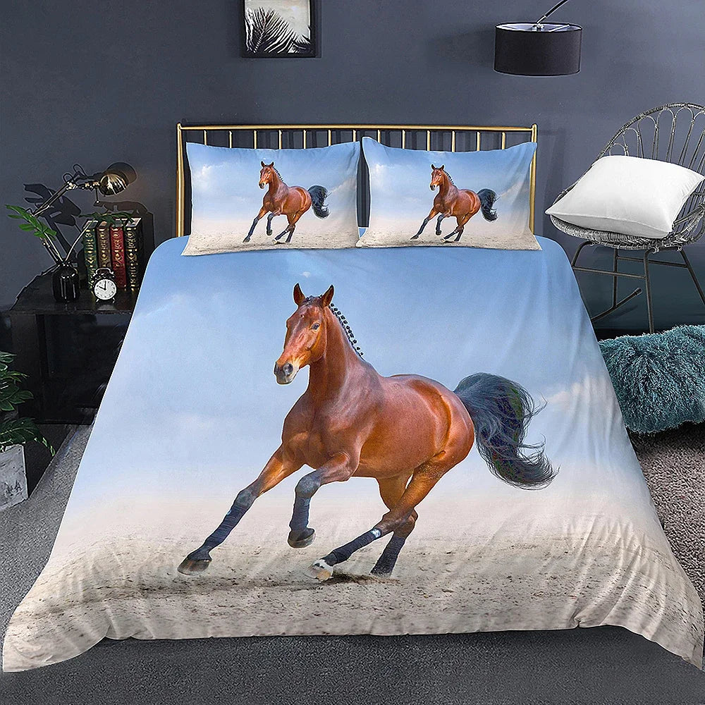 Parure de lit cheval imprimé 3D polyester doux