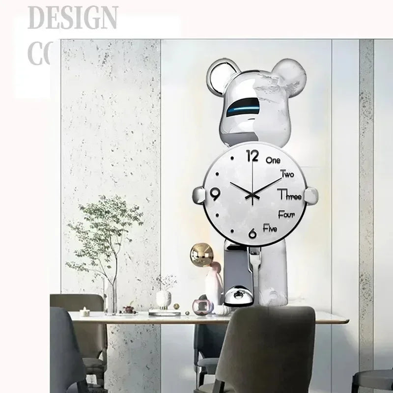 Horloge murale ours design noir dans salle à manger moderne