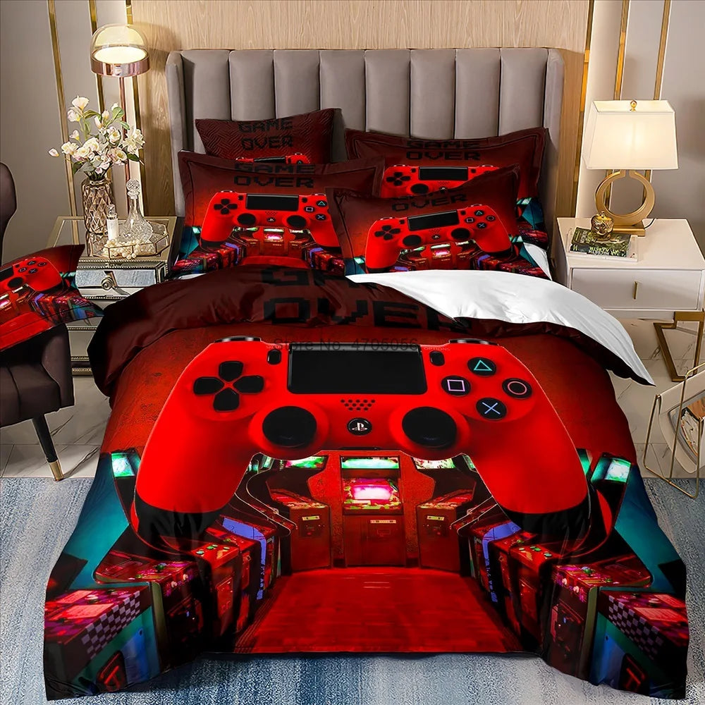 Housse de couette gamer pour enfants avec motif manette de jeu
