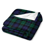 Couverture tartan bleu vert détail motif