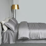 Housse de couette soie 220x220 avec drap plat et taies