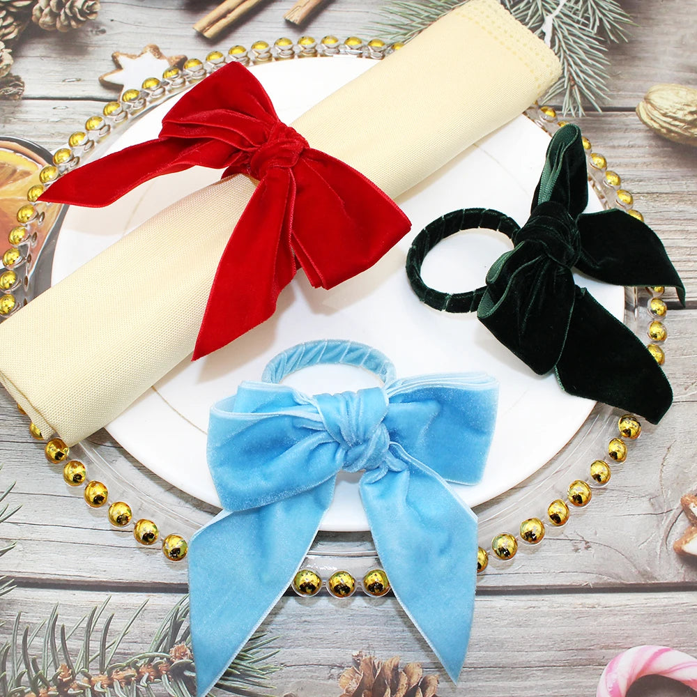 Lot de 12 ronds de serviette festifs en velours