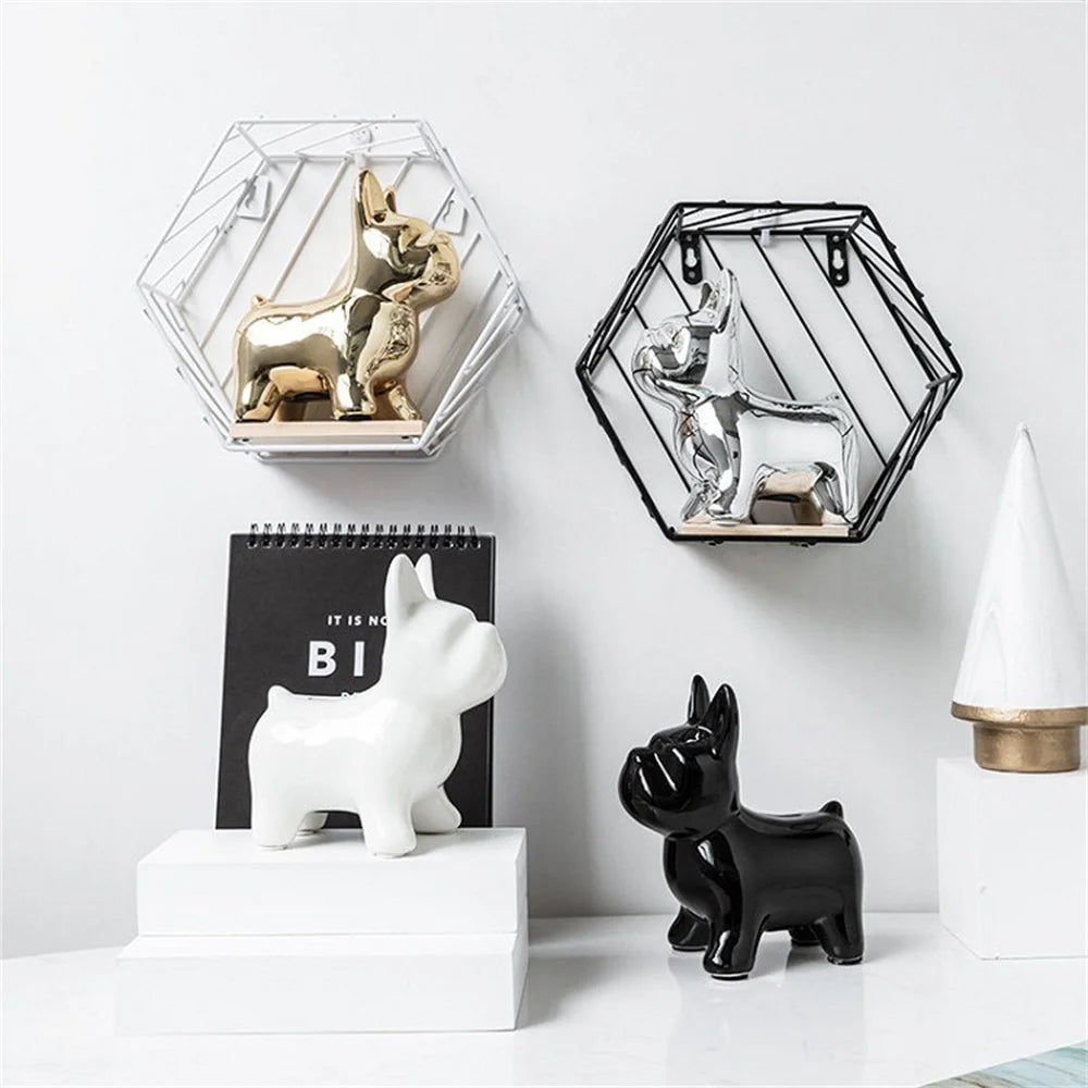 Tirelire bouledogue gris foncé design rétro