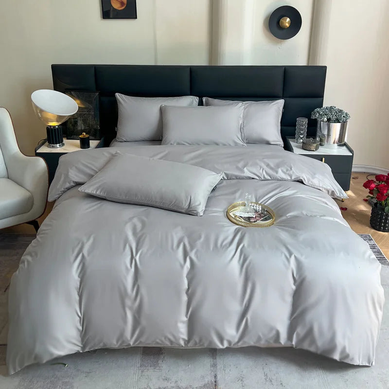 Parure de lit blanche avec drap plat et taies d'oreiller