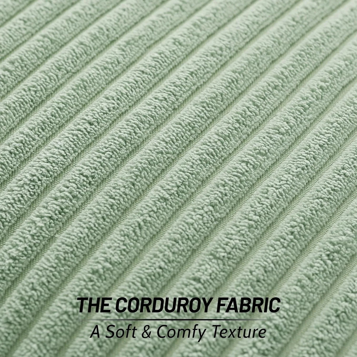 Taie de coussin décorative vert sauge texture velours côtelé