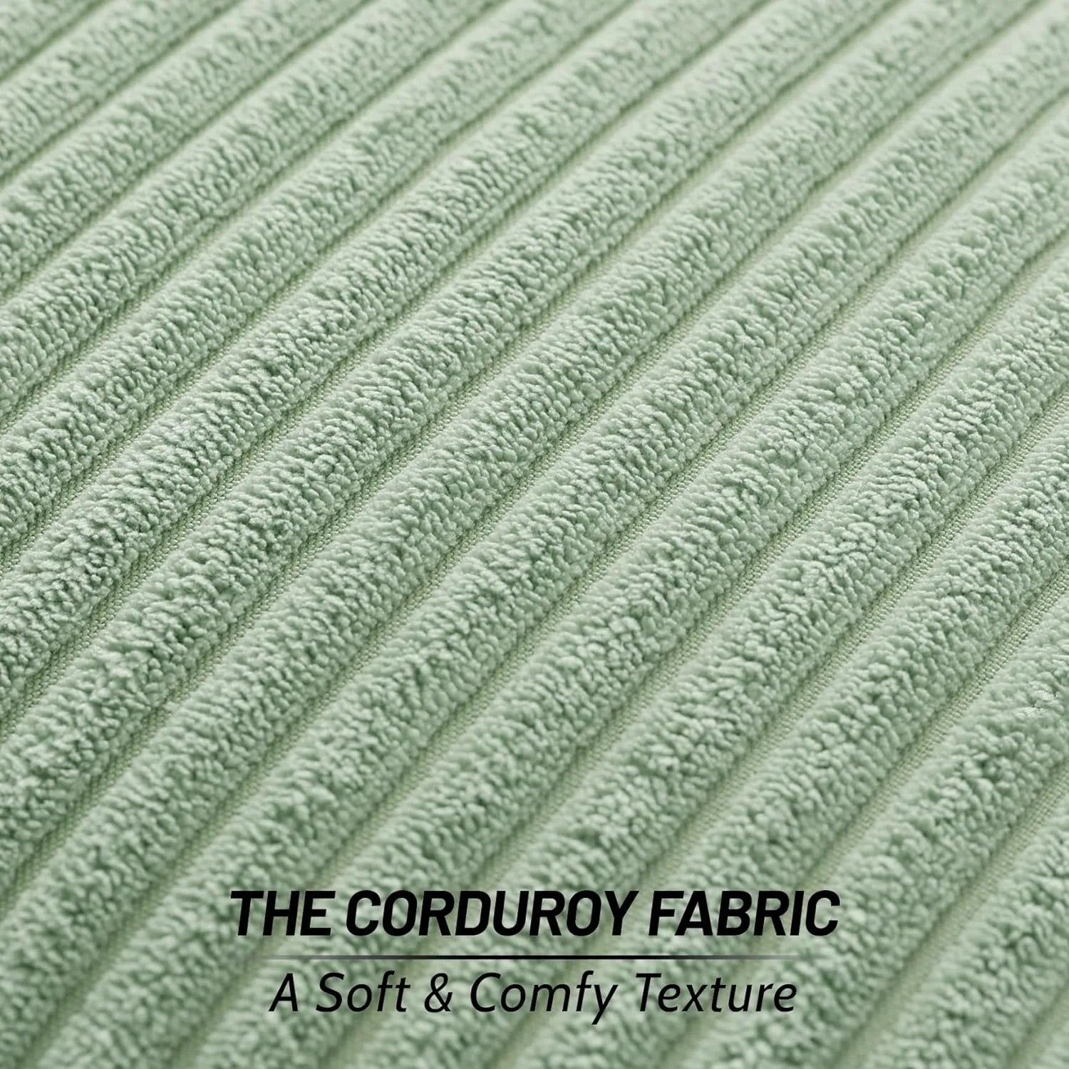 Taie de coussin décorative vert sauge texture velours côtelé