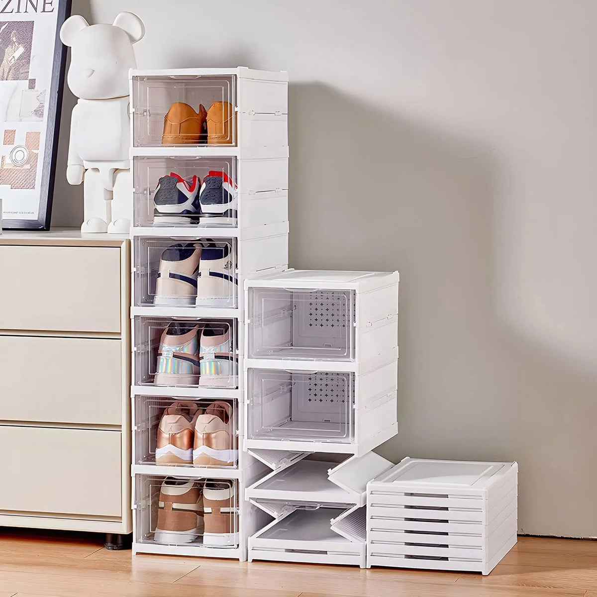 Boîte de rangement chaussures transparente empilable