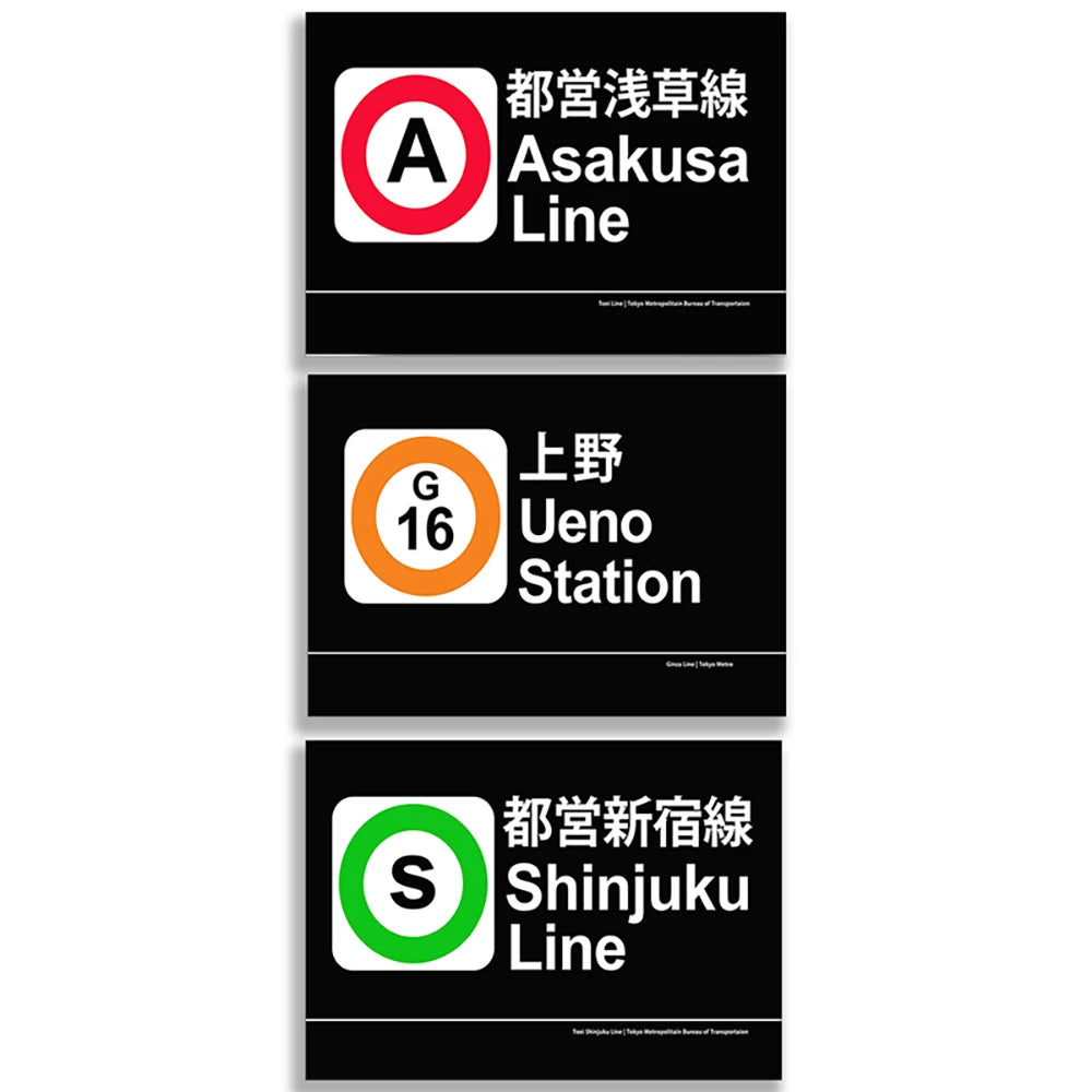 Détail du design graphique du panneau de métro Shinjuku en toile