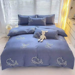 Housse de couette universelle 1 place avec motif plante imprimé pour chambre