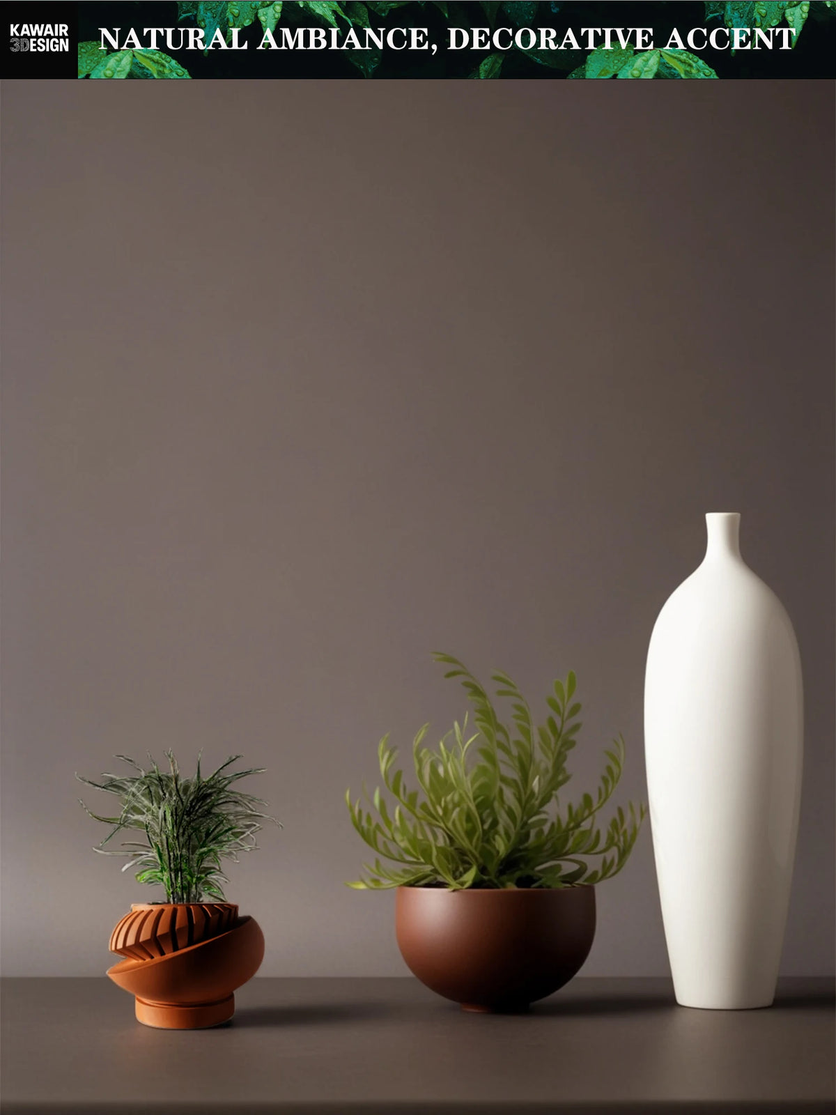 Pot de fleur design vert sur étagère