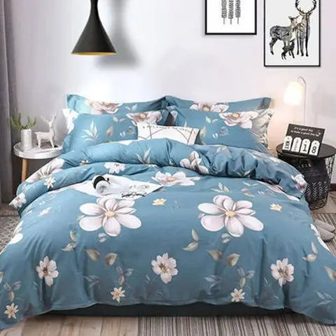 Housse de couette une personne dépliée montrant sa taille et son design élégant