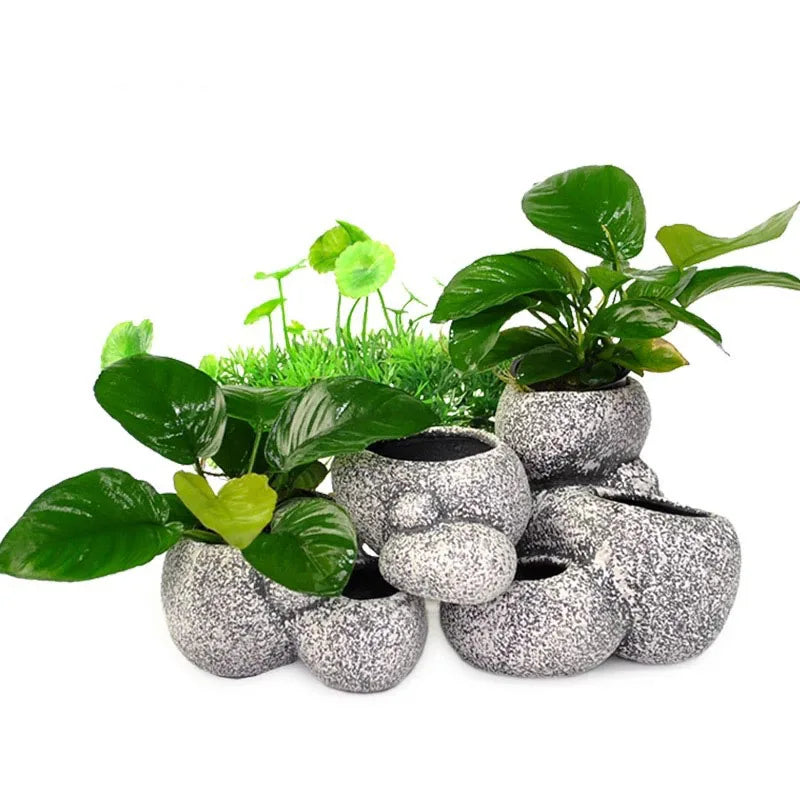 Cache pot XXL céramique marron pour aquarium