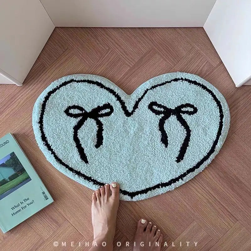 Tapis cœur coréen bourgogne moderne pour chambre
