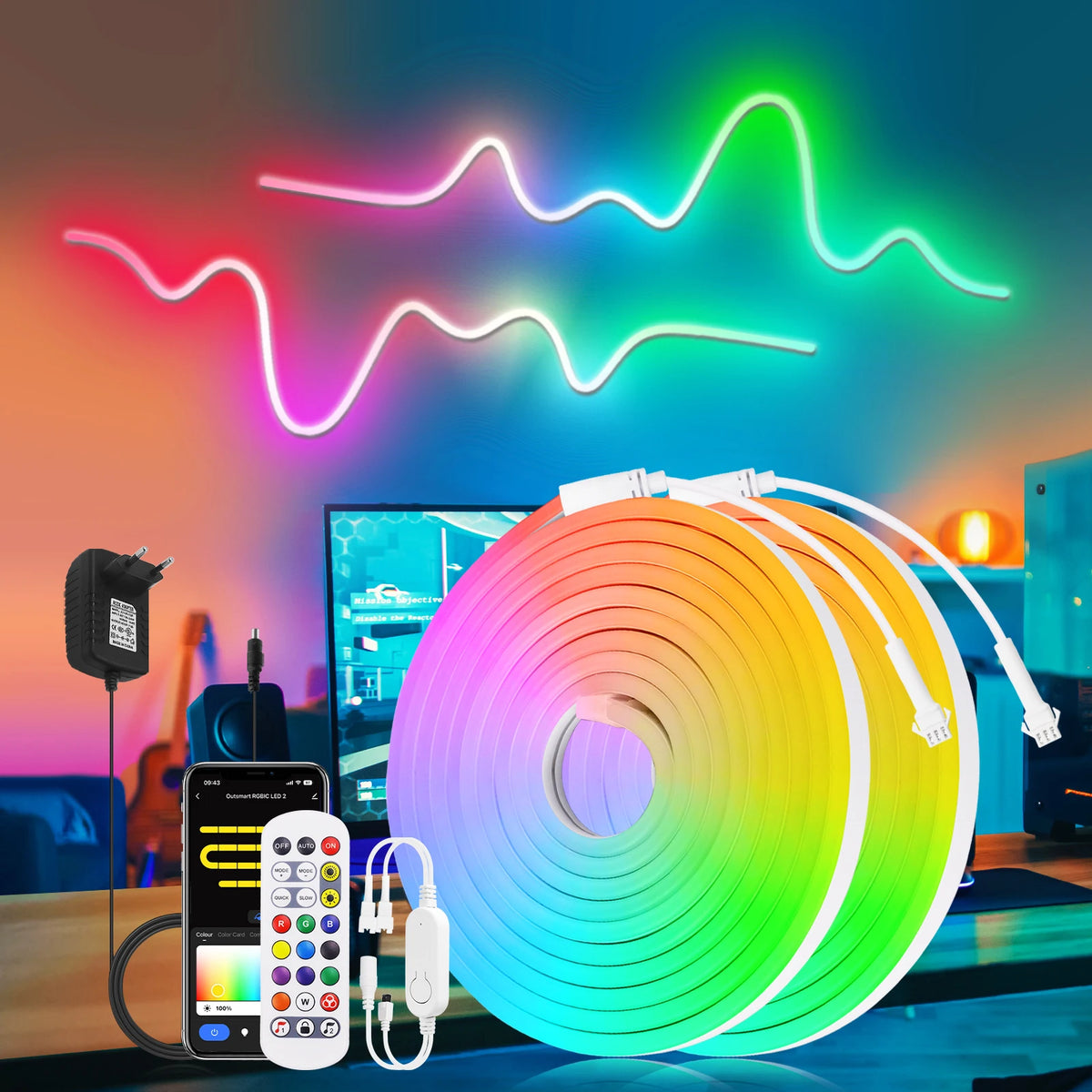 Ruban LED néon RGBIC flexible