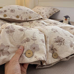 Housse de couette vintage motif fleurs coloré