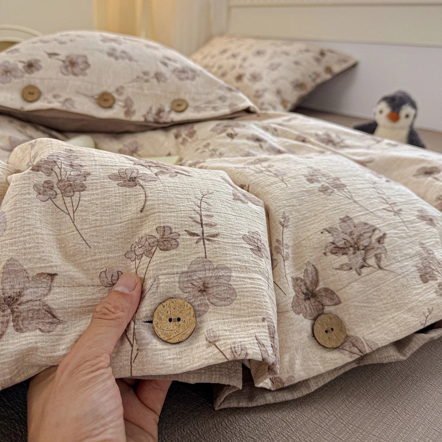 Housse de couette vintage motif fleurs coloré