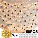 Guirlande lumineuse photo LED USB avec clips sur un mur