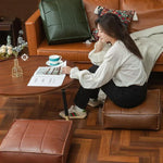 Housse de pouf marocain cuir PU bourgogne