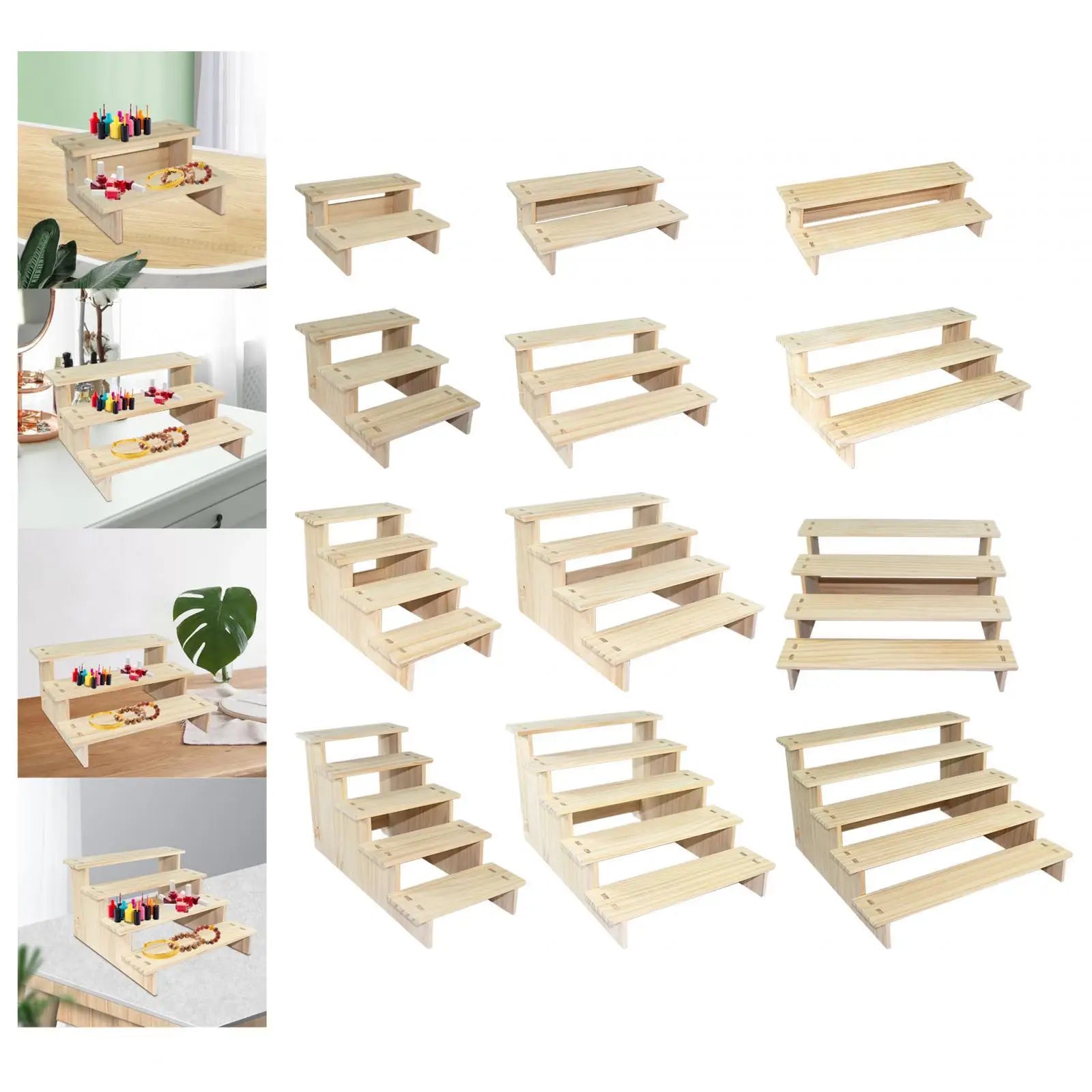 Présentoir en bois or avec desserts de fête pour décoration