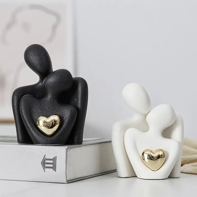 Figurine couple céramique abstraite café