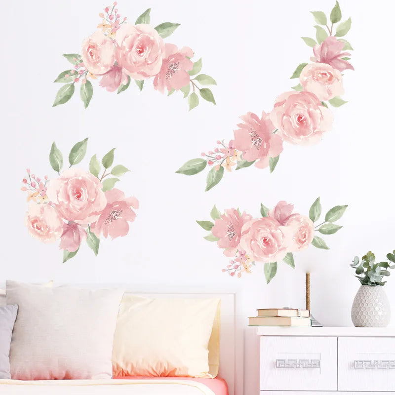 Sticker mural rose pour chambre de fille - motif dessin animé