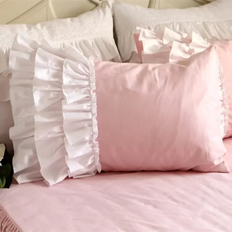 Ensemble complet de literie rose avec housse de couette et taies d'oreiller