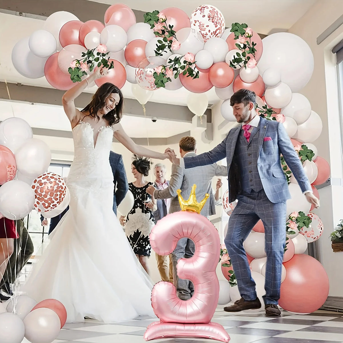 Ballon anniversaire rose princesse 40 pouces