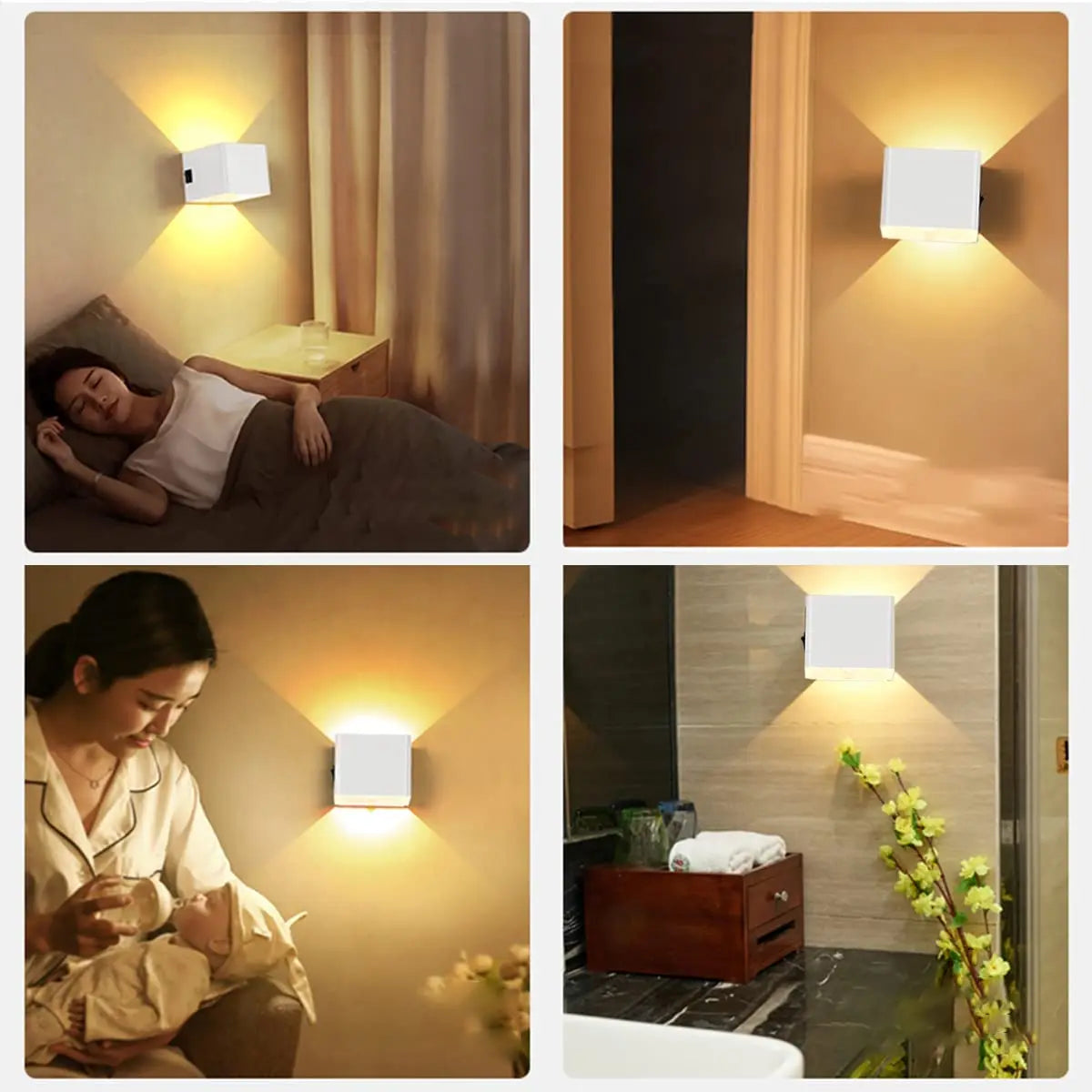 Détail de l'applique murale LED avec abat-jour noir