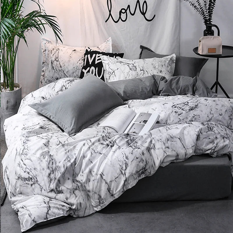Motif géométrique imprimé sur housse de couette en polyester