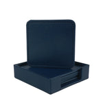 Boîte de rangement de cuir bleu marine avec porte-cartes amovible.