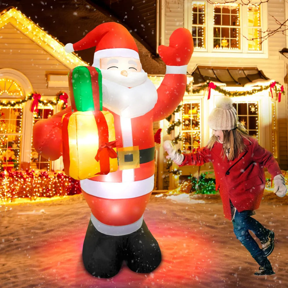Père Noël gonflable de 1,5 mètres avec éclairage LED dans un jardin