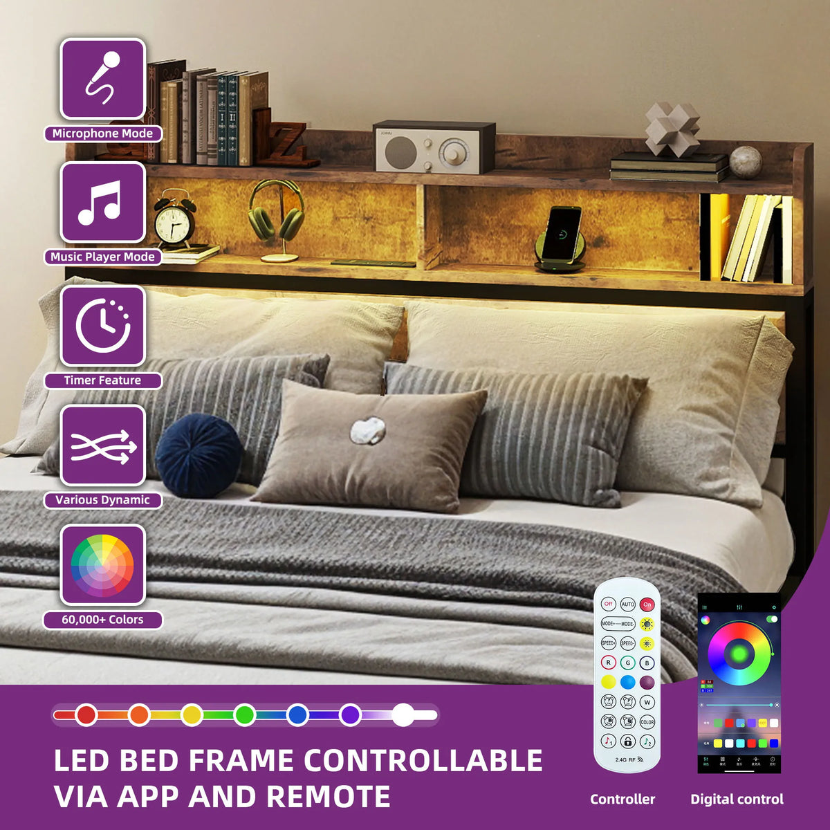 Télécommande et application pour contrôler les LED RGB du lit