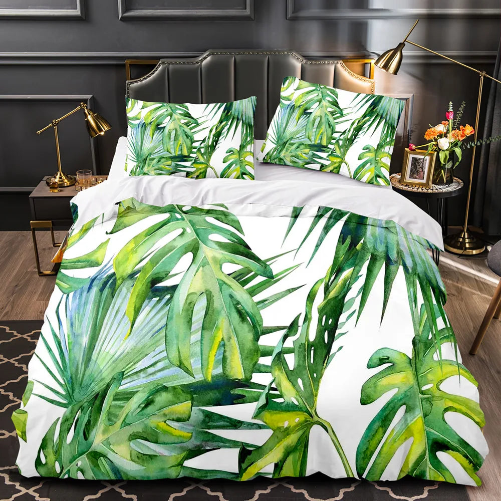Housse de couette King taille verte décoration chambre nature