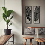 Lot de 2 feuilles décoratives en métal noir pour décoration murale