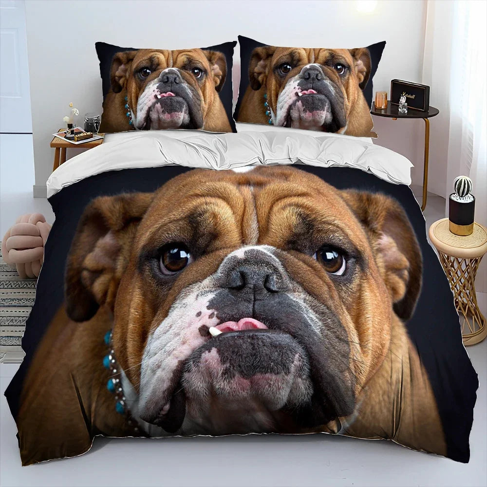 Taie d'oreiller assortie à la housse de couette pour chien Pitbull