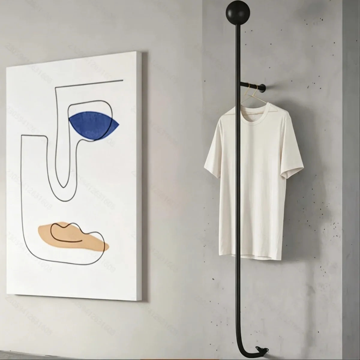 Vue de profil du porte-manteau mural fin métal