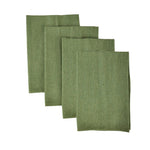 Ensemble de quatre serviettes vertes en lin pour l'usage domestique.