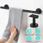 Barre de serviette murale 40 cm noir mat en acier inoxydable pour salle de bain