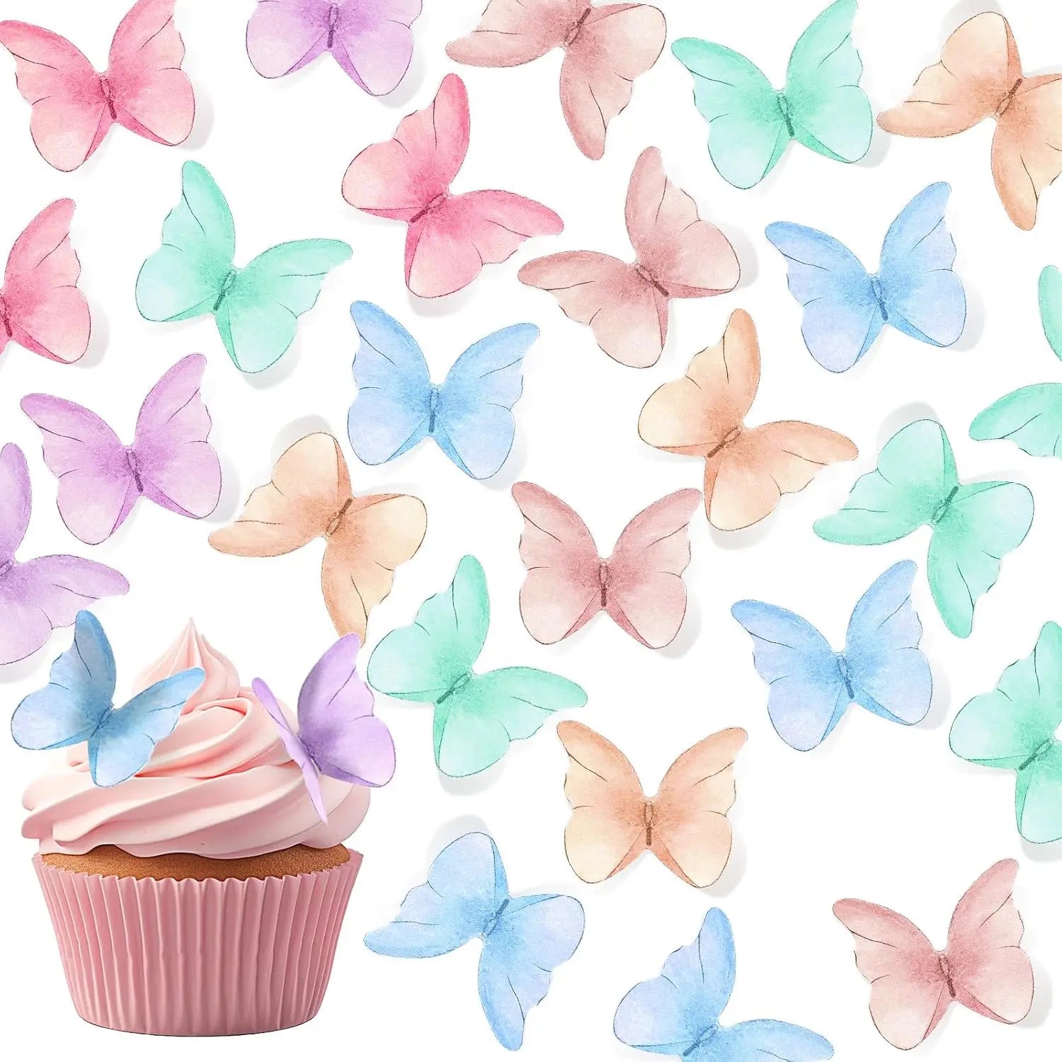48 papillons en carton multicolores pour décoration anniversaire