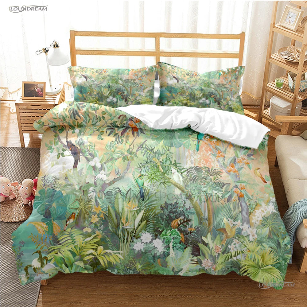 Parure de lit tropicale microfibre housse couette et taies