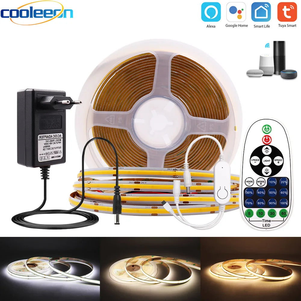 Ruban LED COB intelligent WiFi Tuya blanc chaud 5m