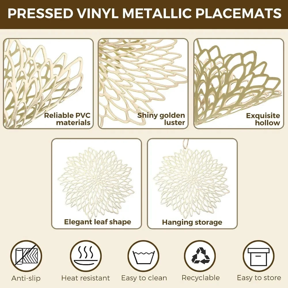Sets de table ronds écologiques en vinyle rouge pour décoration de Noël
