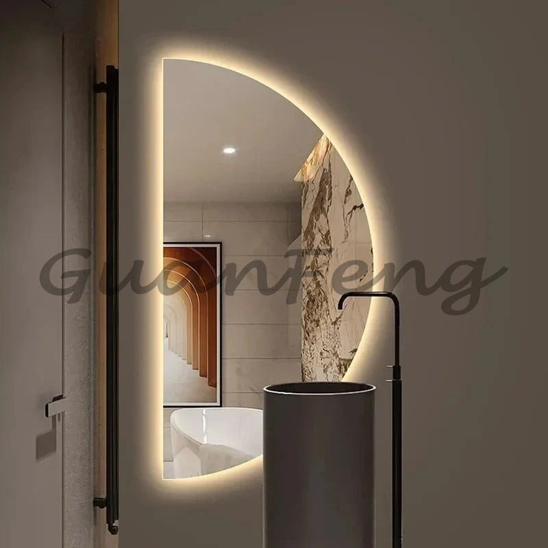 Miroir mural demi-rond 50cm design nordique blanc mat