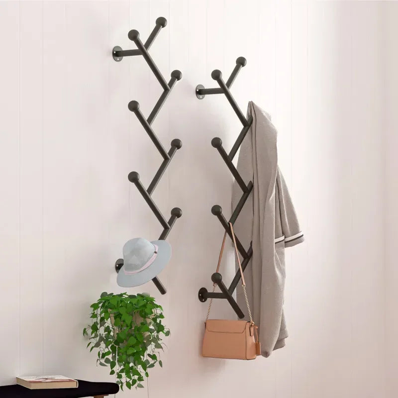 Porte-manteau mural antique en fer forgé noir pour entrée moderne